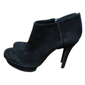 Tory Burch Cidnay Black Suede Leather Platform Ankle Booties Boots size 8.5